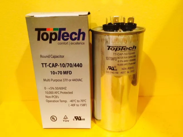 Lot 10 Dual Run Capacitor 70/10 MFD 370v 440v AC Motor 440 vac v volts 70/10 uf