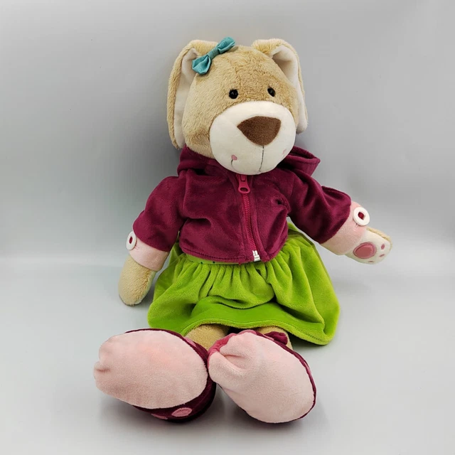 Grand doudou peluche lapin rose bordeaux vert sweat capuche SIGIKID - 29841