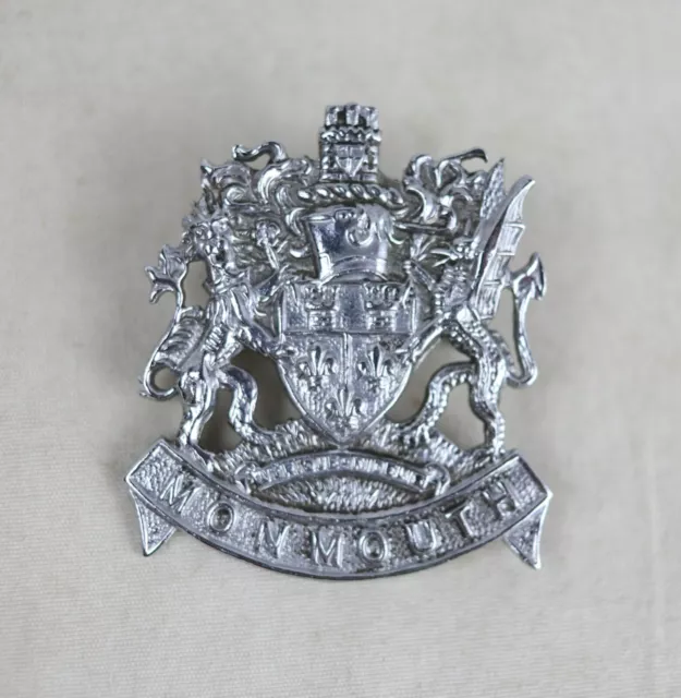 Vintage Monmouth England Wales Crest Obsolete Metal Police Uniform Cap Badge