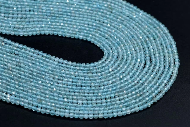 A++ 2MM vente en gros 10 brins bleu aigue-marine micro perles de pierres...