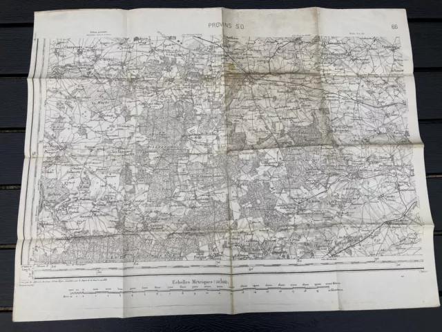 carte état major PROVINS S.O. 66 1912 68x52cm LA CHAPELLE-RABLAIS FONTAINS COUTE