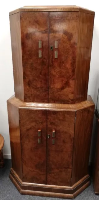 Rare Art Deco Walnut Cocktail Mirrored Drinks Cabinet Circa 1930 cs m32