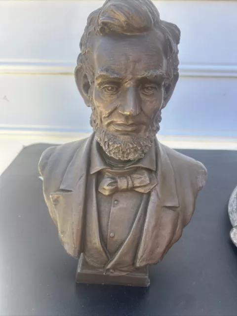 Abraham Lincoln Bust Bronze Color 13" Vintage 1972 Austin Productions Sculpture