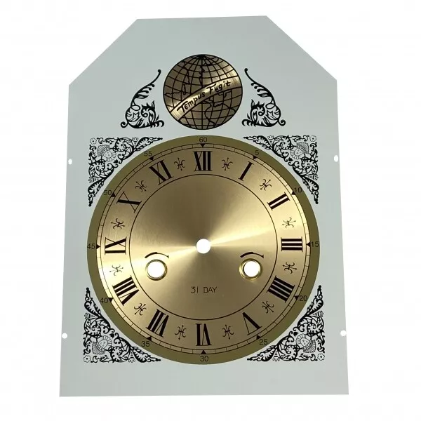 New 31 Day Tempus Fugit Metal Clock Dial Face Black Roman Numerals Gold Dial