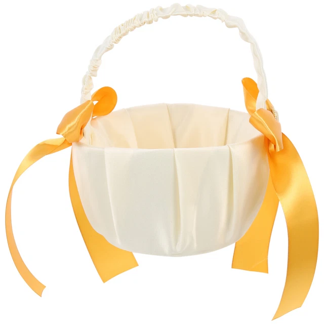 Cesto Porta Petali Matrimonio In Raso Bianco - Elegante E Delicato, Perfetto Per Spose E Damigelle