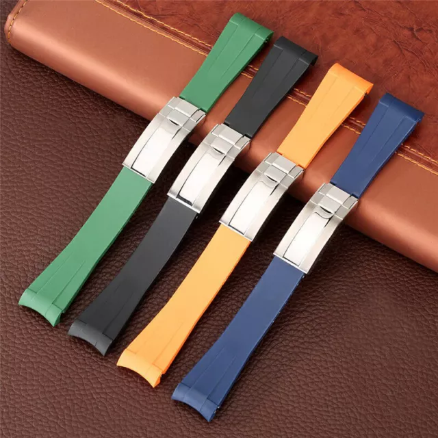 20mm 21mm Waterproof Silicone Watch Band Replacement Curved/Straight End Strap