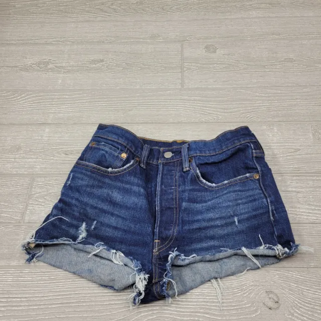 Levis 501 Denim Blue Jean Cutoff Shorts Womens Waist Size 26