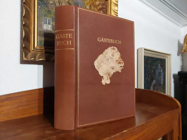LUSSO - LIBRO DEGLI OSPITI bella COPERTINA A MANO PELLE LEGNO fatta a mano RILEGATRICE LIBRO unica