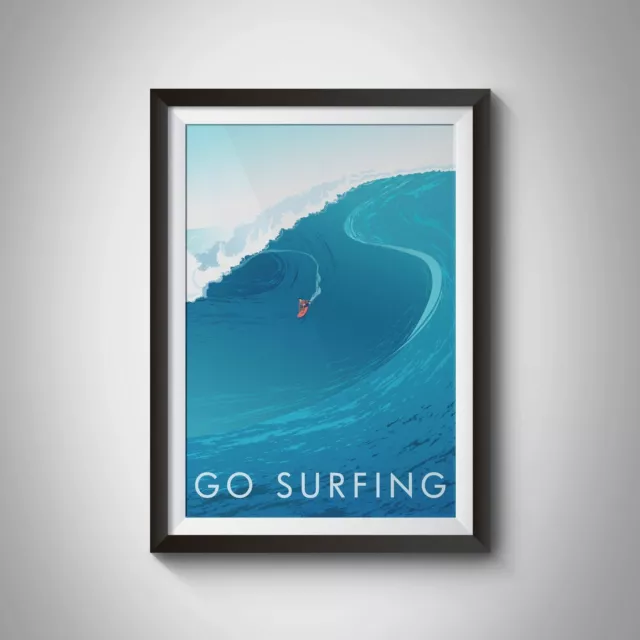 Go Surfing Travel Poster - Framed - Vintage - Bucket List Prints