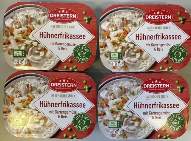 4x DREISTERN Hühnerfrikassee mit Gartengemüse & Reis 4x280g für Mikrowelle