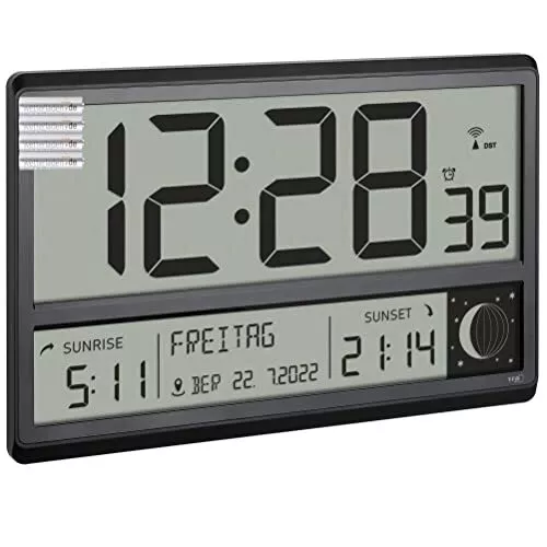 TFA DOSTMANN OROLOGIO da parete digitale XL, 60.4524.01, con alba e (M6L)  EUR 94,85 - PicClick IT