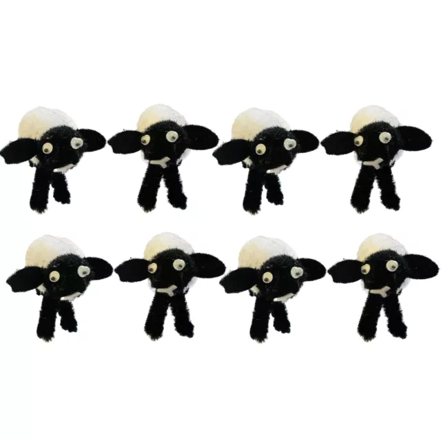 8pc Easter Black Lamb 3cm Home Ornaments For Kids Art & Craft Bonnet Decorations