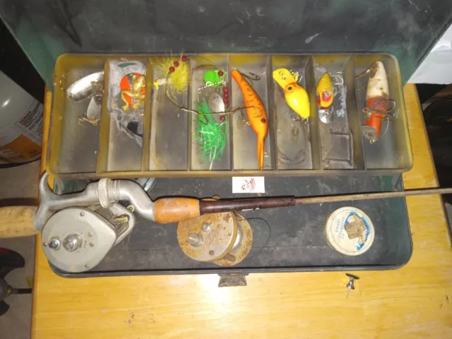 Vintage Fishing Pole, Tackle Box With Lures