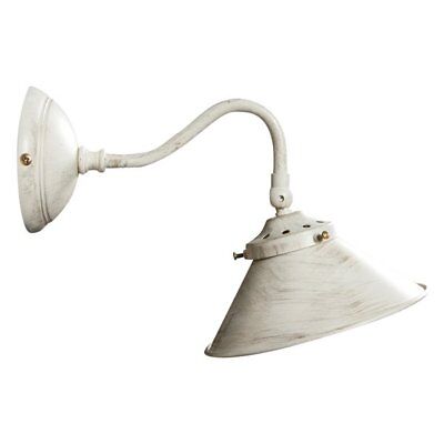Applique lampada parete in ottone BIANCO AVORIO SHABBY con campana a cono