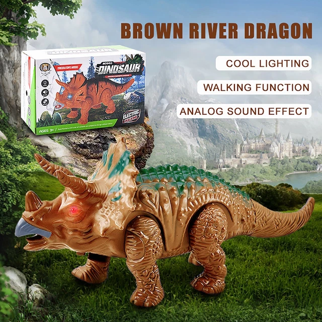 LIGHT UP DINOSAUR Electronic Walking Robot Roaring Interactive Dino Toy ...
