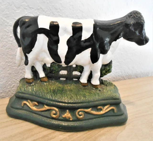 Vintage Wright Studio Cast Iron Holstein Cow Door Stop Decor Farmhouse