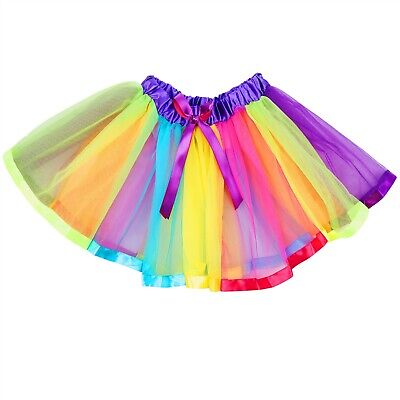 Ragazze Arcobaleno Sottoveste Gonna Bambini 5-8 Anni Multicolore Danza Festa