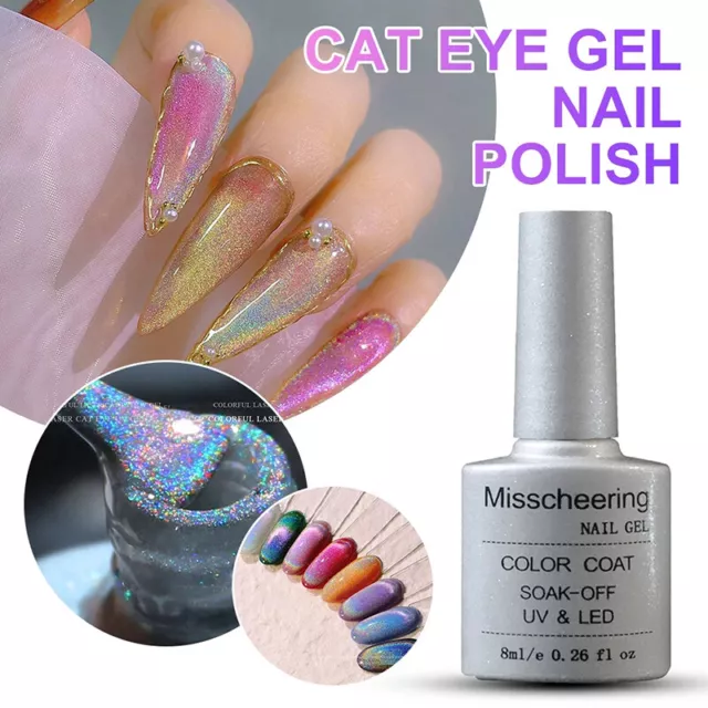 Crystal-Uv Gel Rainbow Cat Eye Vernis À Ongles Gel Magnétique Vernis R