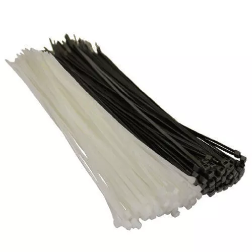 100 x  Black or White Cable Ties 100mm 140mm 200mm 300mm 400mm 500mm zip ties