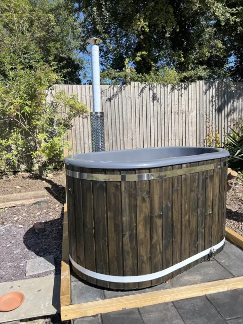 Wood fired Fibreglass hot tub with External log burner