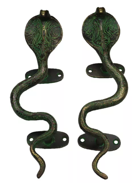 Snake Shape Door Handle Victorian Style Handcrafted Brass Cobra Window Pull Knob