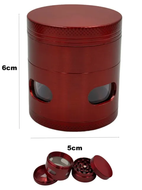 Red Herb Grinder 4 Layers Compartment Smoke Spice Tobacco Metal Crusher