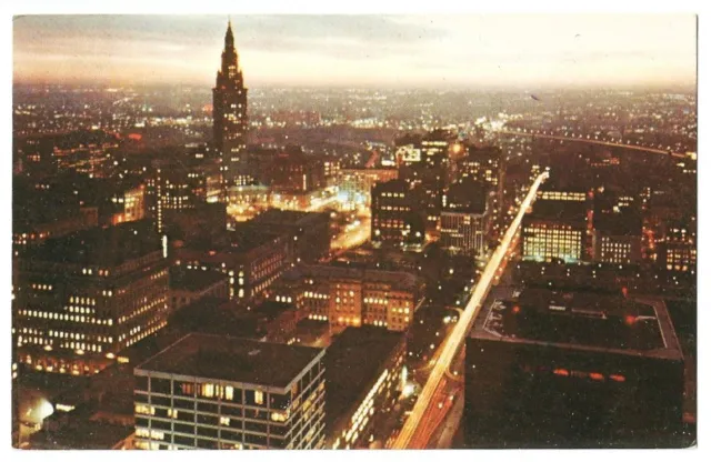 Cleveland Ohio OH Postcard Aerial View Downtown Terminal Tower