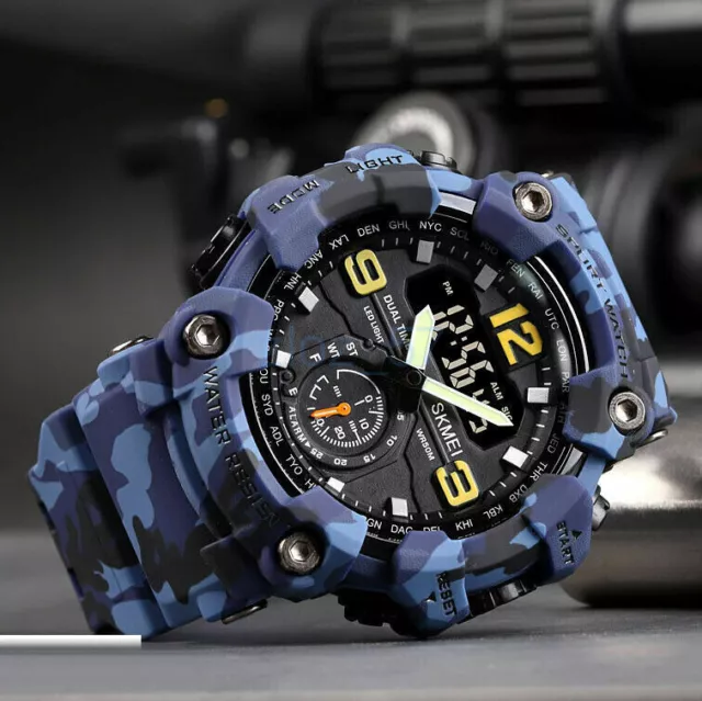 SKMEI Mens Sports Watches Waterproof Quartz Analog Digital Military Wrist Watch