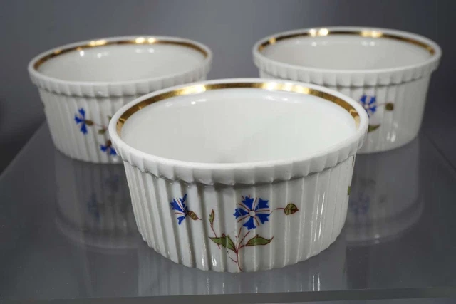 3x ANTIKE  MEHUN DEPOSE FRANKREICH PORZELLAN PUDDING FÖRMCHEN