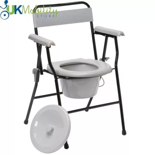 Ultra Lightweight Folding Portable Commode Toilet With Padded Arms and Seat