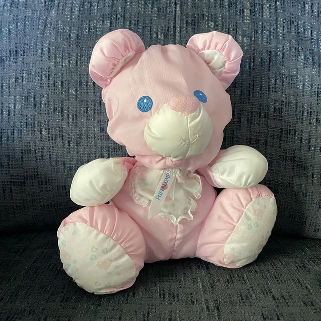 Puffalump Pink Rattle Plush Stuffed Bear 1994 Vintage HTF Fisher Price Baby Toy