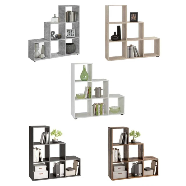 FMD Raumteiler mit Fächern Standregal Treppenregal Regal Bücherregal Büroregal v