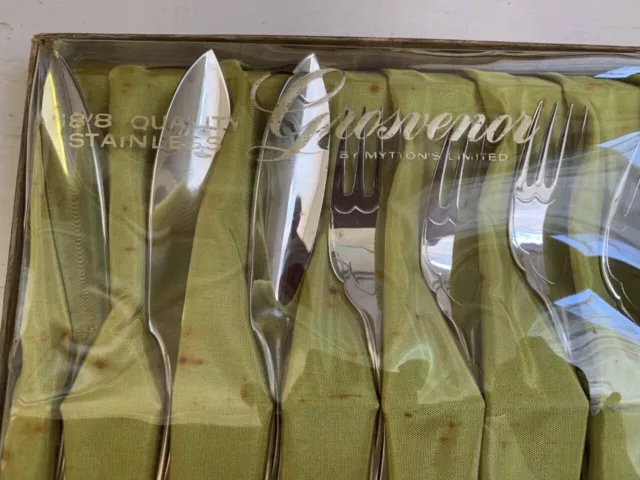 GROSVENOR 18/8 Stainless Steel Fish Knives & Forks In Original Box 2