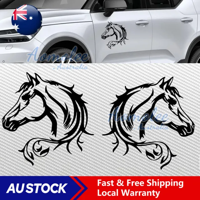 2PCS Horse Head car ute 4x4 4wd accessories stickers Horse Float decals 200mm