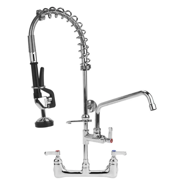 Commercial Sink Faucet with Pre-Rinse Sprayer Wall Mount with 8" Swivel Spout