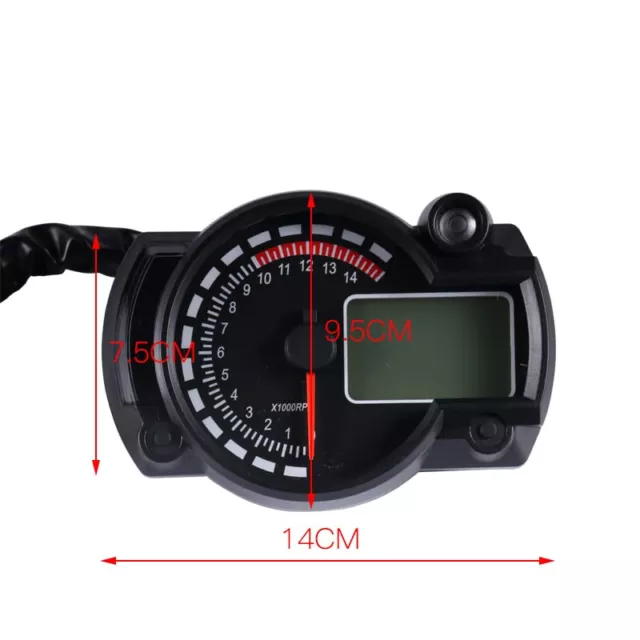 Universal LCD Digital Motorcycle Speedometer Tachometer Gauge Odometer 15000rpm 3