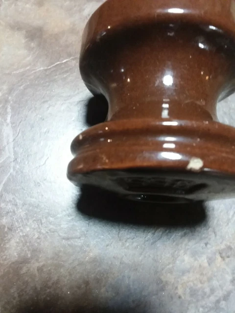 Vintage Peirce 355 Brown Porcelain High Voltage Power Line Wire Insulator 4