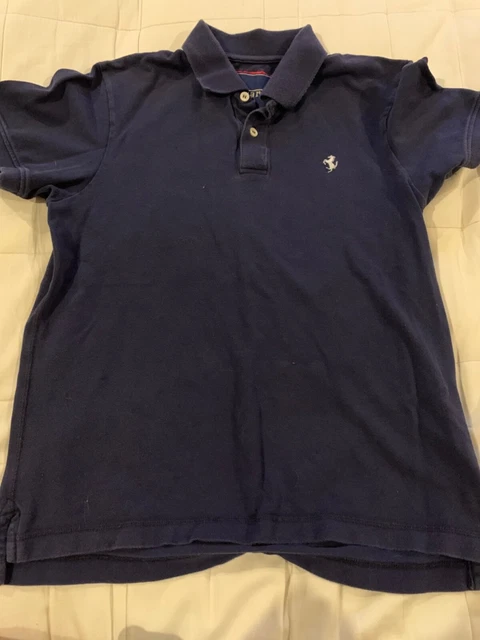 Ferrari shirt, European XL, front logo, navy