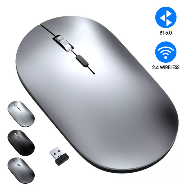 Battery Rechargeable Slim Bluetooth Mouse Wireless Mouse 5.0+ 2.4G Cordless