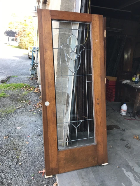 MARTOl 354 Antique Burch Tulip Beveled glass door 33.75 x 79.5 X 1.75