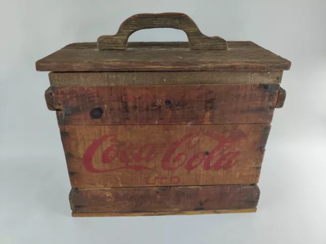 Vtg Coca Cola Wood Carrier (2) 1 Gallon Glass Jugs Case Box Crate Rare 16x13x8