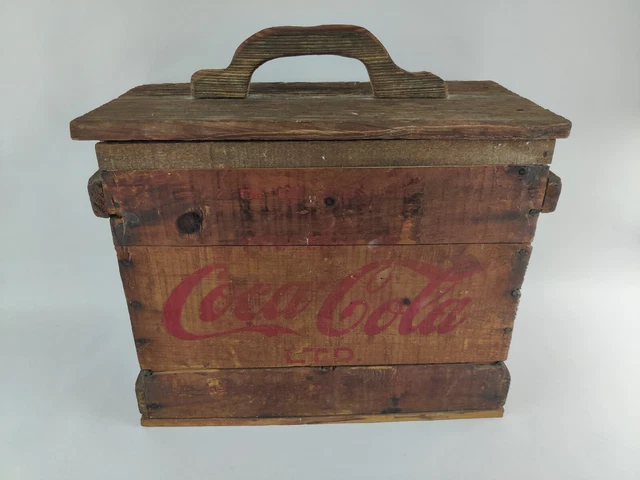 Vtg Coca Cola Wood Carrier (2) 1 Gallon Glass Jugs Case Box Crate Rare 16x13x8