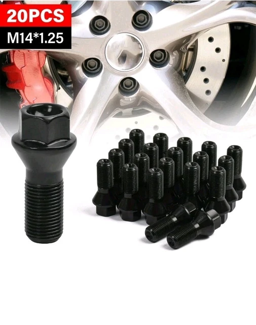thumbnail image 2 of Bimecc 20pk M14 X 1.25 Black Wheel Bolts – OEM Style, 27mm Thread, Tapered Seat For BMW F40 2 of 2