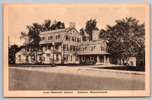 Jones Memorial Library Amherst Massachusetts MA WB Postcard UNP VTG Unused