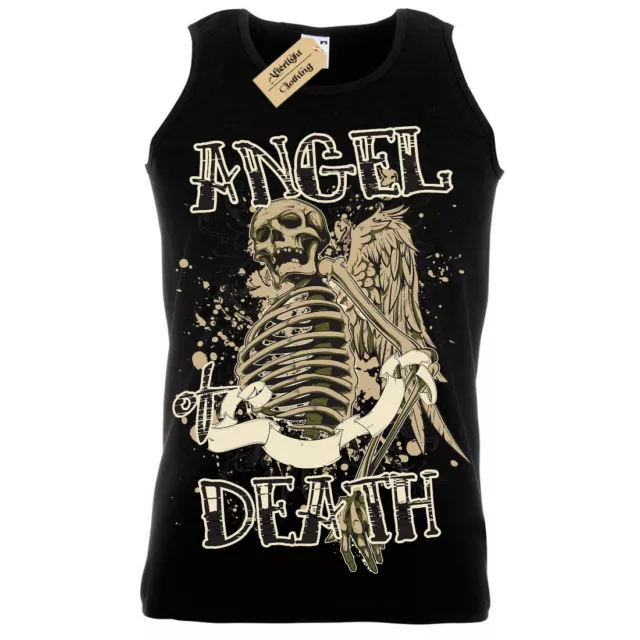 Angel of Death T-shirt scheletro gotico teschio scheletro rock gilet da uomo