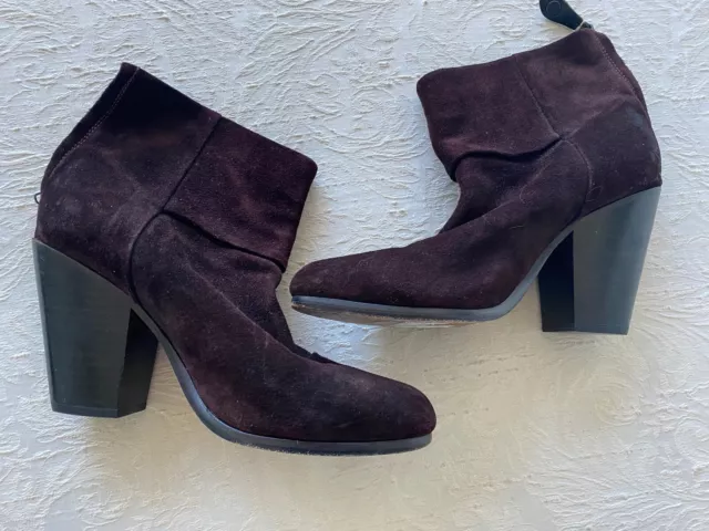 Rag & Bone Newbury Boots Booties Burgundy/ Brown Suede NICE size 39.5   US 9.5