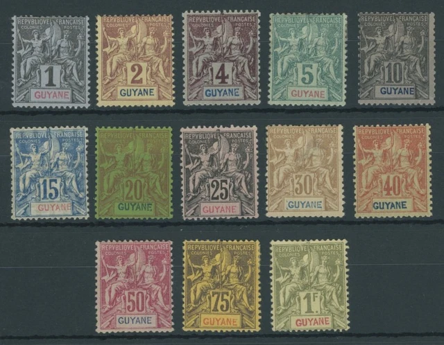 FRANZÖSISCH-GUYANA 1892, Kolonialallegorie, Falzreste, Pracht/feinst, Mi. 240.-