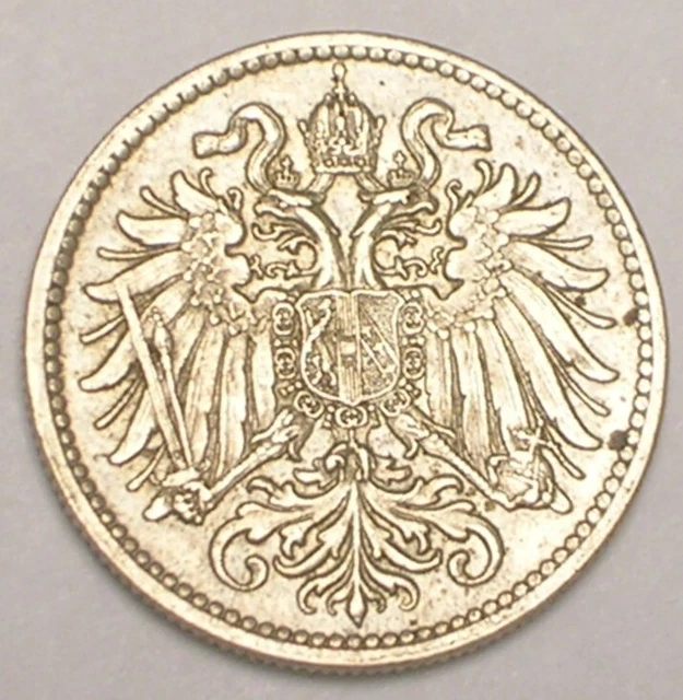 1915 Austria Austrian 10 Heller Double Eagle WWI Era Coin VF+