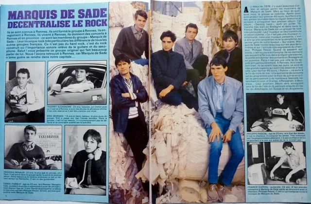 LE GROUPE MARQUIS DE SADE => COUPURE DE PRESSE 2 PAGES 1980 / CLIPPING