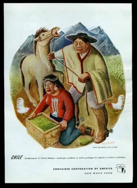 1946 Reg Massie Chile farm art CCA Container Corporation of America print ad